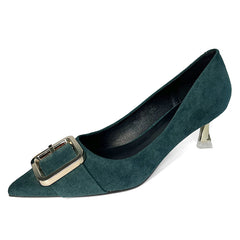 Women's Square Metal Mid Heel Pumps