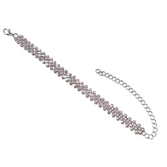Women's Silver Plated Cross Border Zirconia Paved Anklet