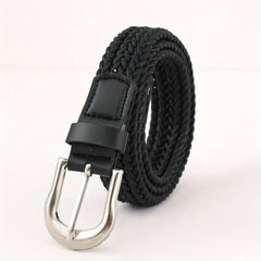 Stylish Braided Belt Featuring A Pin Buckle Design In classic black