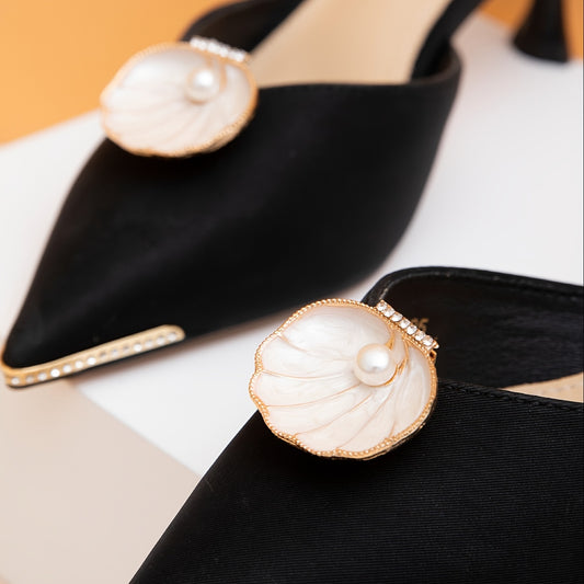 2pcs Shell Shoe Buckles For Wedding High Heels