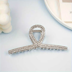 Elegant Zirconia Silver Alloy Hair Claw Non Slip Strong Grip for Thick Hair