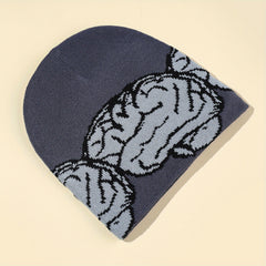 Men's Brain Beanie Knitted Hat Winter Warm Skull Cap