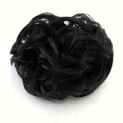 Fluffy Wigs Hair Tie Black Bun Scrunchie Featuring A Minimalist Style For Women