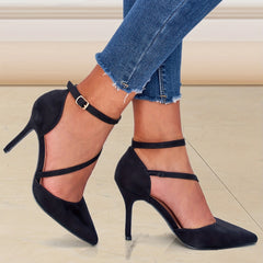 Breathable Stiletto Sandals Ankle Strap Pumps