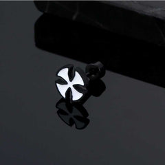 Men's Stainless Steel Cross Stud Earrings Modern Pierced Design