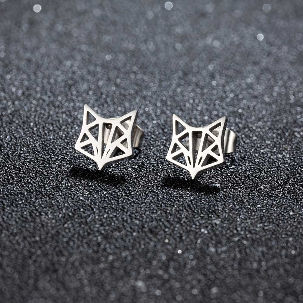 Men's Stainless Steel Cute Fox Ear Studs Earrings Stylish And Unique