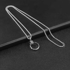 Unisex Silver Plated Ring Pendant Necklace With Box Chain Modern Style