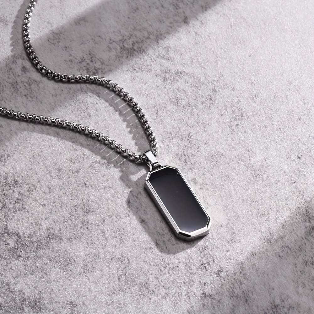 Men's Stainless Steel Black drip oil Pendant necklace.