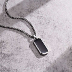 Men's Stainless Steel Black drip oil Pendant necklace.