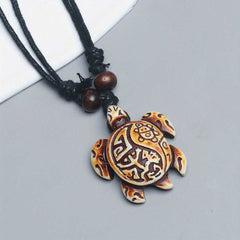 Men's Acrylic Turtle Pendant with Rope Chain Necklace