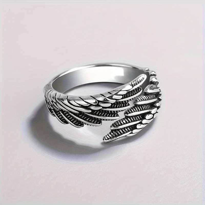 Elegant Vintage Feather Adjustable Ring With Fashionable Open Design.