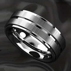 Durable And Stylish Stainless Steel Men's Grooved Ring