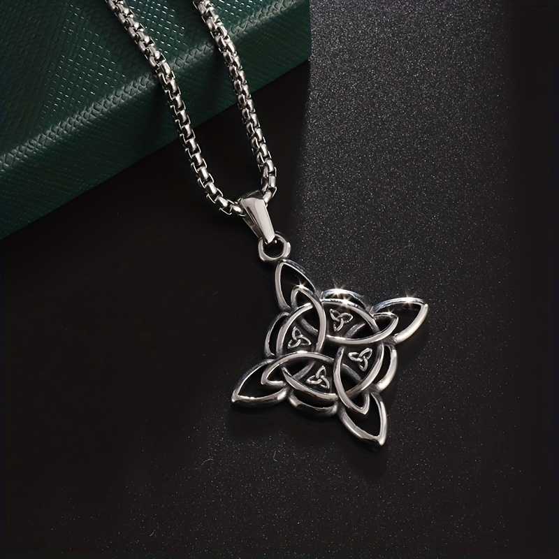 Men's Stainless Steel Knot Pagan Symbol Pendant Necklace