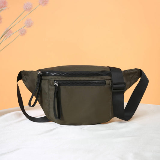 Fluorescent Waist Bag Leather Zipper Ornament Chest Bag