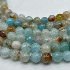 4mm Aquamarine Agate Natural Tourmaline Faceted Loose Beads