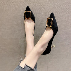 Women's Square Metal Mid Heel Pumps