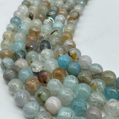 4mm Aquamarine Agate Natural Tourmaline Faceted Loose Beads