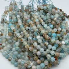 4mm Aquamarine Agate Natural Tourmaline Faceted Loose Beads