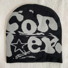 Y2K Knitted Hat Hip Hop Cap Warm Mens Hat