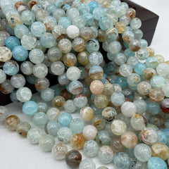 4mm Aquamarine Agate Natural Tourmaline Faceted Loose Beads