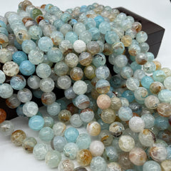 4mm Aquamarine Agate Natural Tourmaline Faceted Loose Beads
