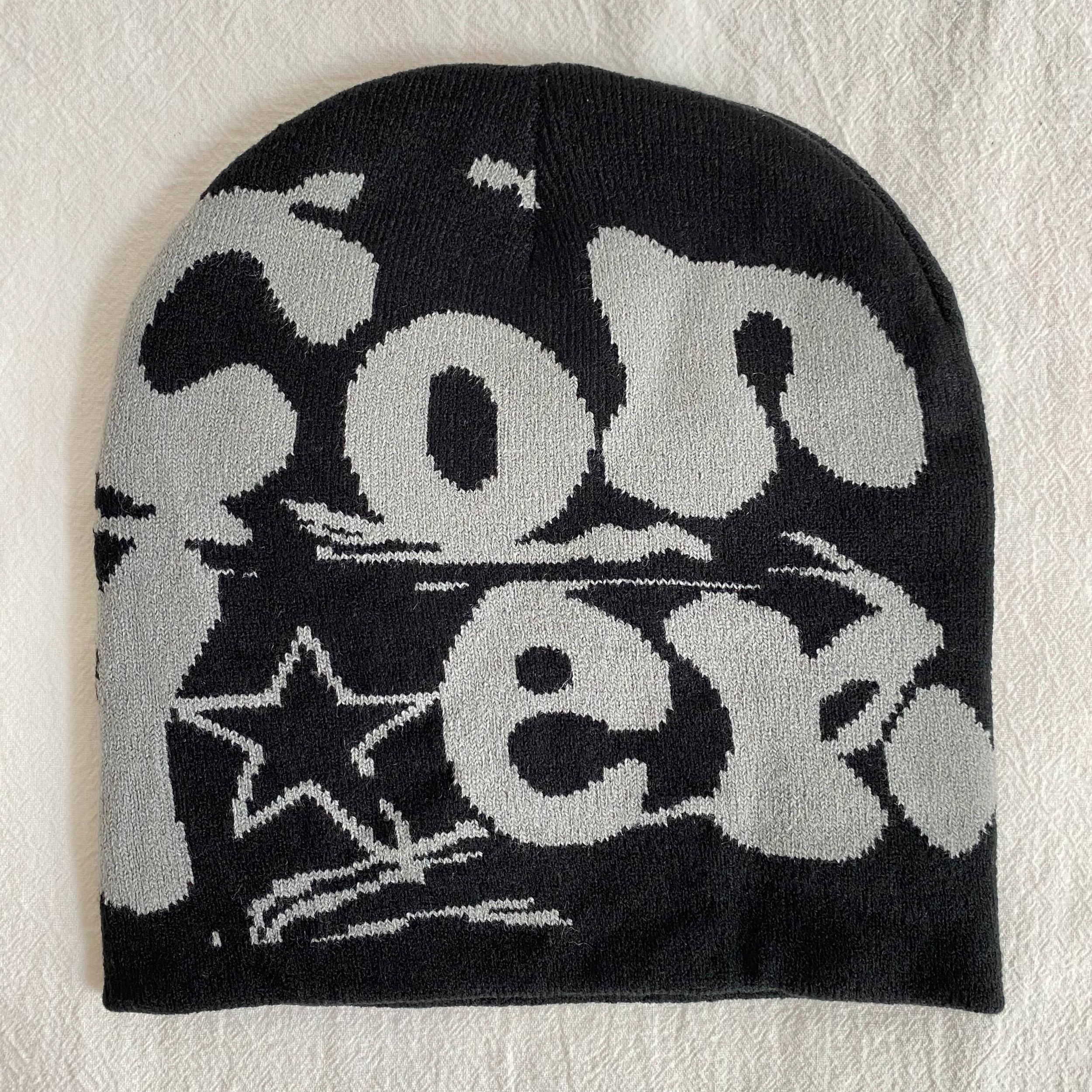 Y2K Knitted Hat Hip Hop Cap Warm Mens Hat