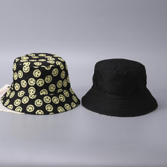 Spring Fisherman Hat Print Happy Face Thin Breathable Small Brim Basin Hat
