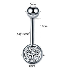 Women's Silver Plated Belly Button Ring With Cubic Zirconia