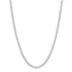 Stainless Steel Silver Plated Cuban Link Chain With Lobster Closure