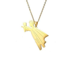 Unisex Stainless Steel Super Dad And Baby Pendant With Chain