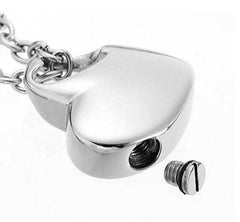 Unisex Stainless Steel Heart Shaped Ashes Urn Locket Chain