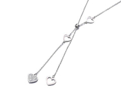 Women's Lariet Heart Charm Necklaces With Zirconia Crystal