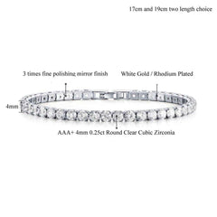 Women's Silver Plated Classic Tennis Bracelet With Cubic Zirconia
