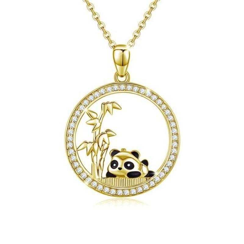 Women's Cubic Zirconia Panda Pendant Necklace