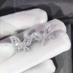 Women's Silver Plated Butterfly Stud Earrings With Zirconia