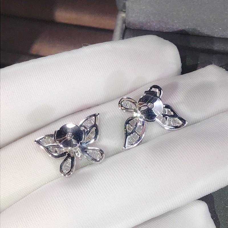 Women's Silver Plated Butterfly Stud Earrings With Zirconia