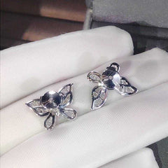 Women's Silver Plated Butterfly Stud Earrings With Zirconia