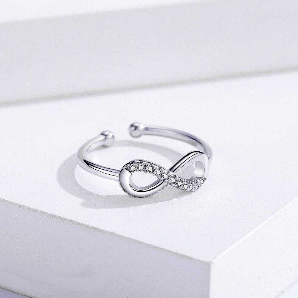 Women's Silver Plated Zirconia Inlaid Infinity Sign Open Ring