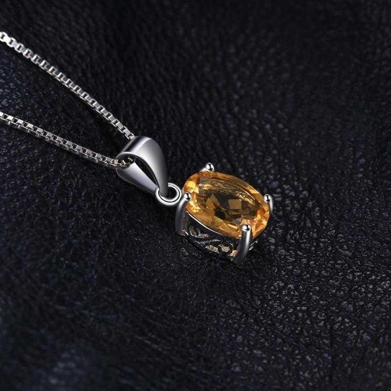 Women's Silver Plated Gemstone Oval Shaped Pendant Necklace
