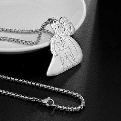 Unisex Stainless Steel Super Dad And Boy Pendant Necklace