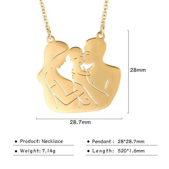 Women's Stainless Steel New Family Love Pendant Necklace