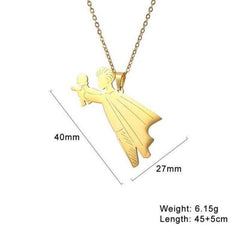 Unisex Stainless Steel Super Dad And Baby Pendant With Chain