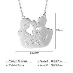 Women's Stainless Steel New Family Love Pendant Necklace