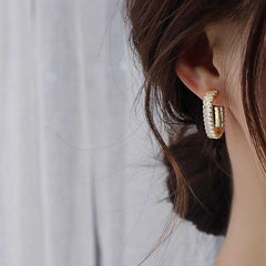 Women's Gold Plated Round Stud Casual Earring With Zirconia