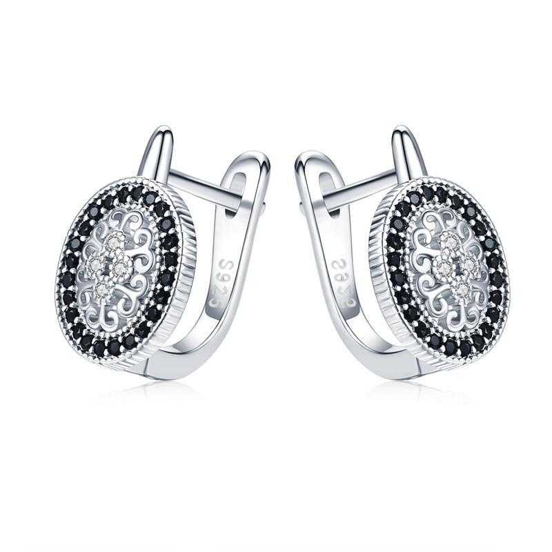 Women's Silver Plated Spinel Hoop Earrings With Zirconia