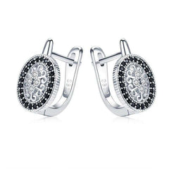 Women's Silver Plated Spinel Hoop Earrings With Zirconia