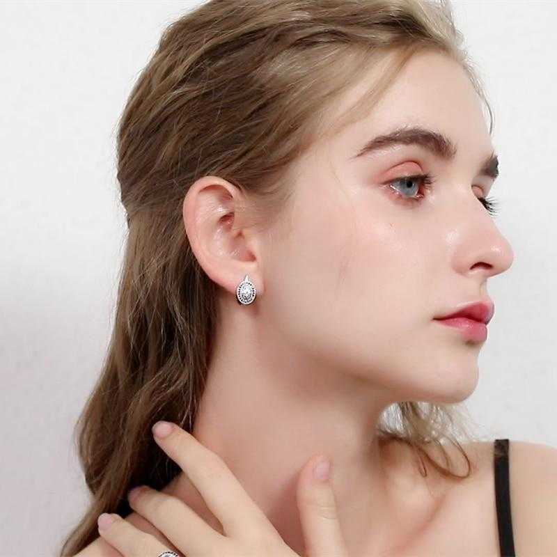 Women's Silver Plated Spinel Hoop Earrings With Zirconia
