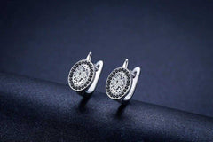 Women's Silver Plated Spinel Hoop Earrings With Zirconia