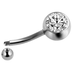Women's Silver Plated Belly Button Ring With Cubic Zirconia