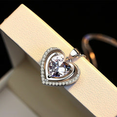 Women's Silver Plated Heart Pendant With 18 Inch Chain